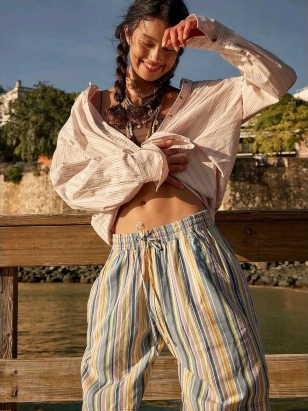 Free People Saylor Poplin Stripe Shorts